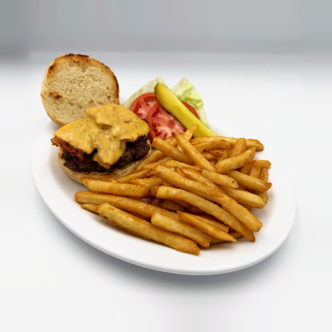 A burger from Andy's kitchen