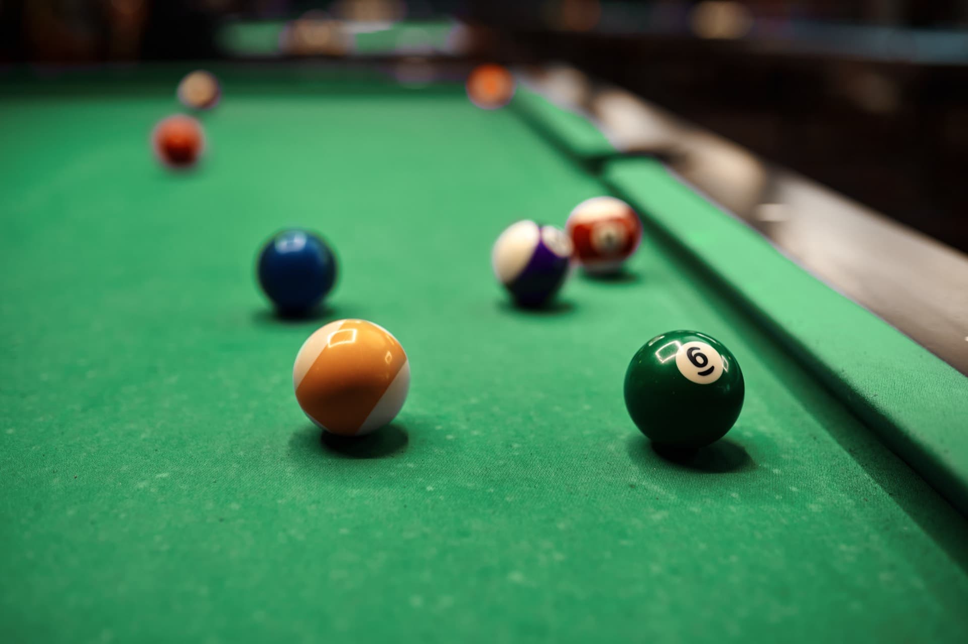 Pool game in progress at Gold Crown
